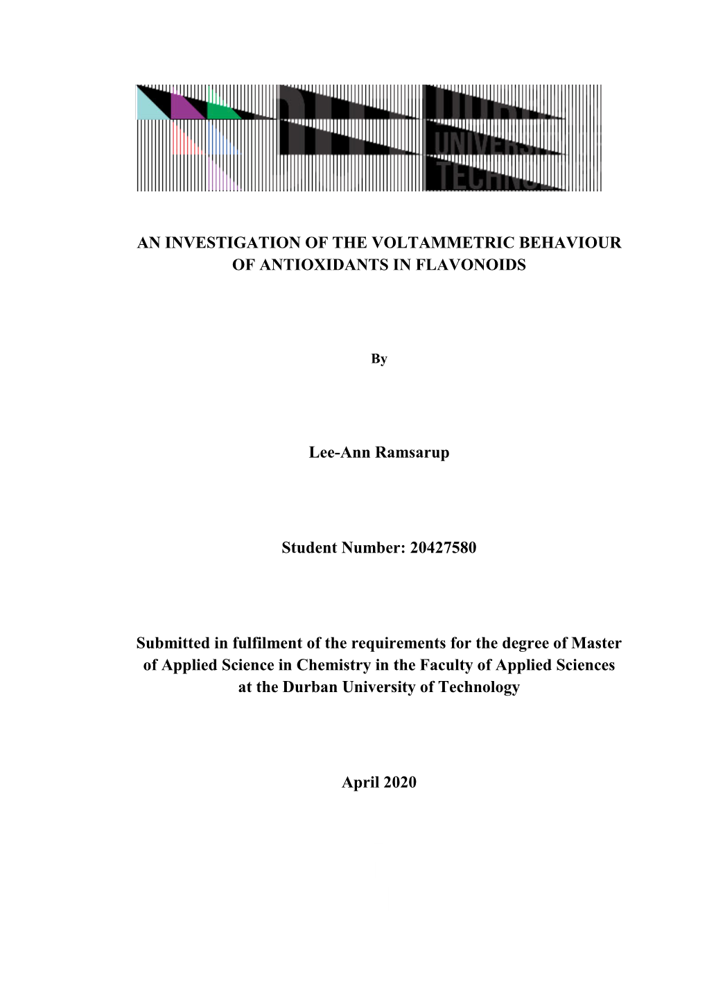 An Investigation of the Voltammetric Behaviour of Antioxidants in Flavonoids