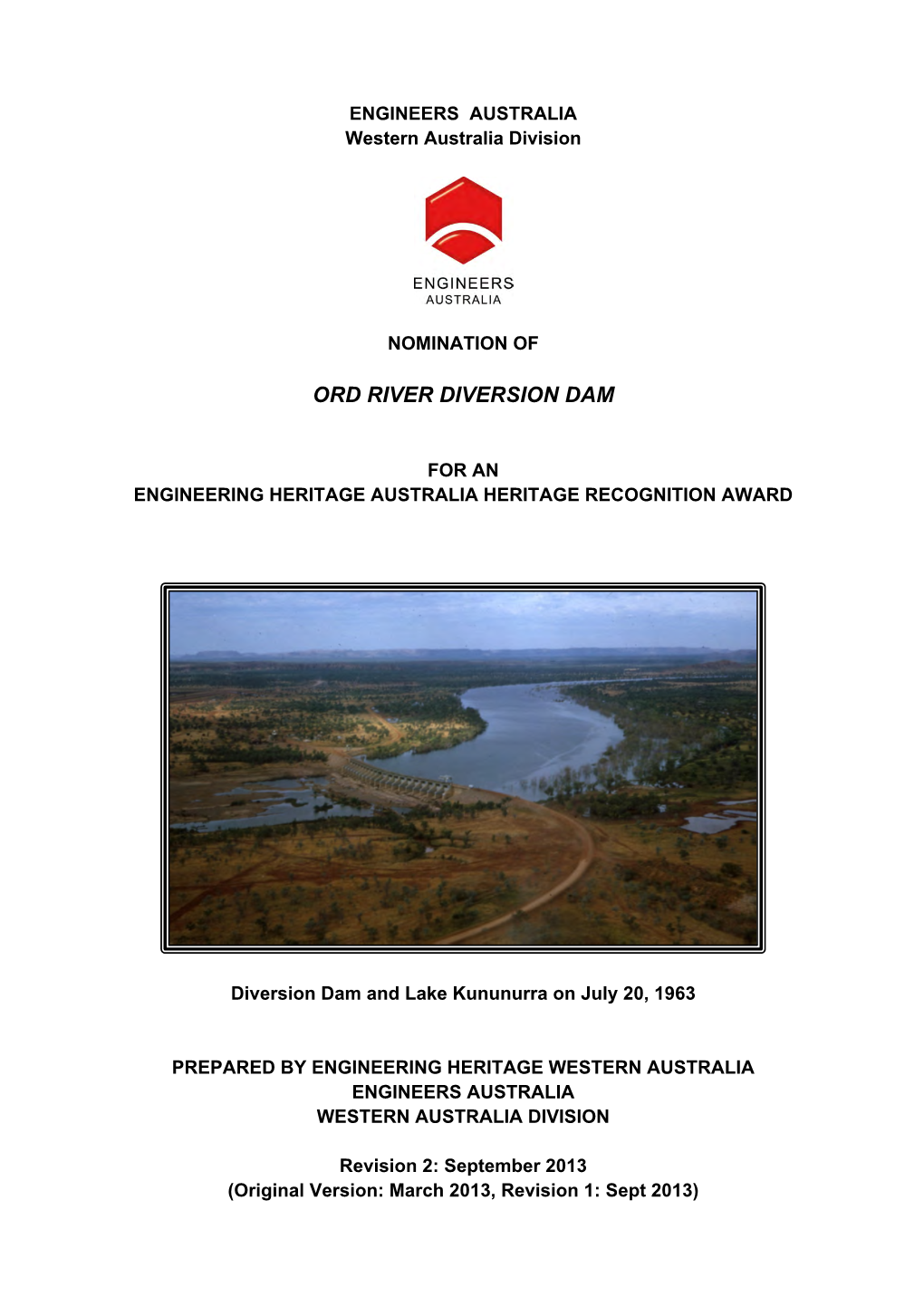 Ord River Diversion Dam EHR Nomination Rev 2