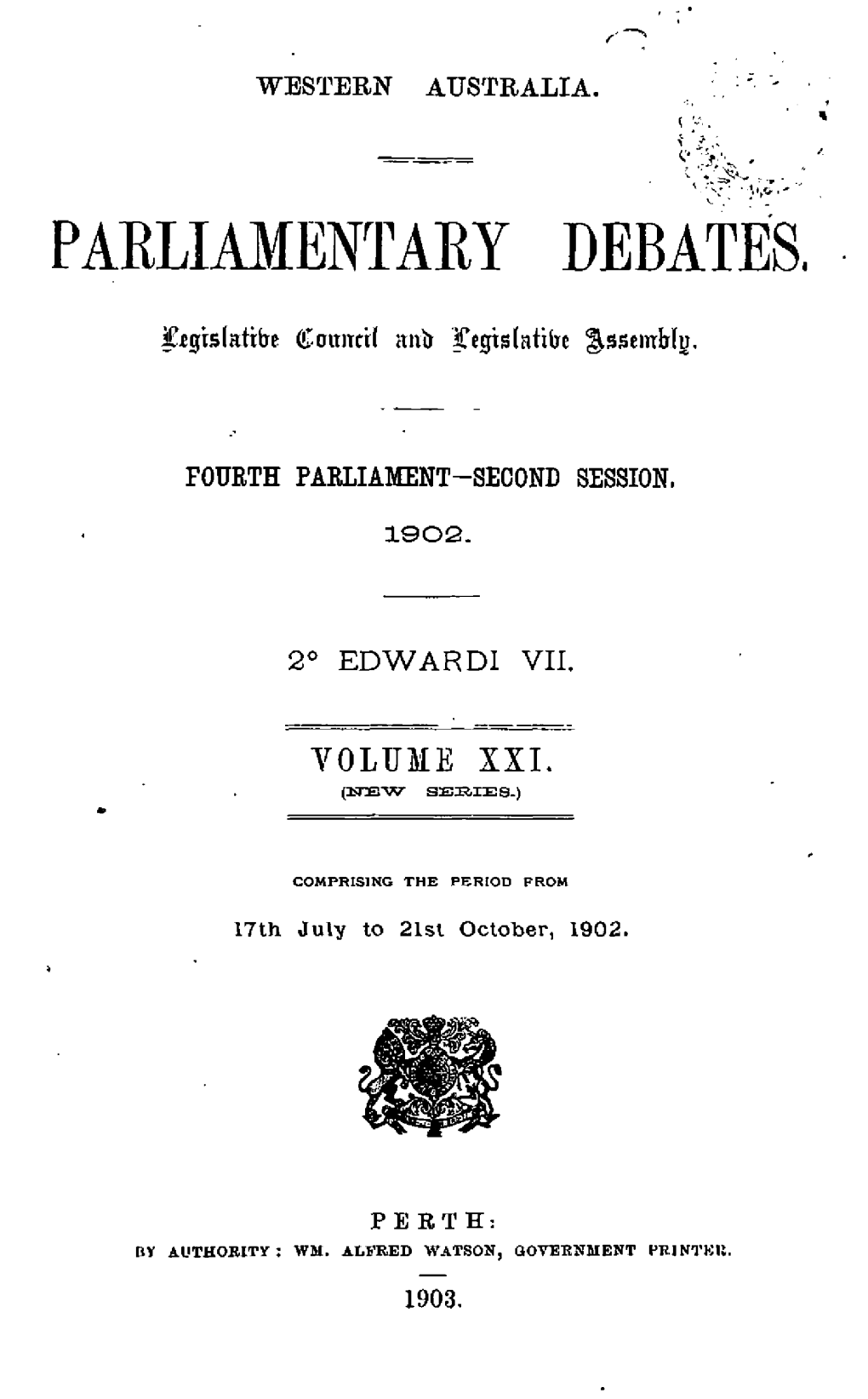 Hansard Index 1902
