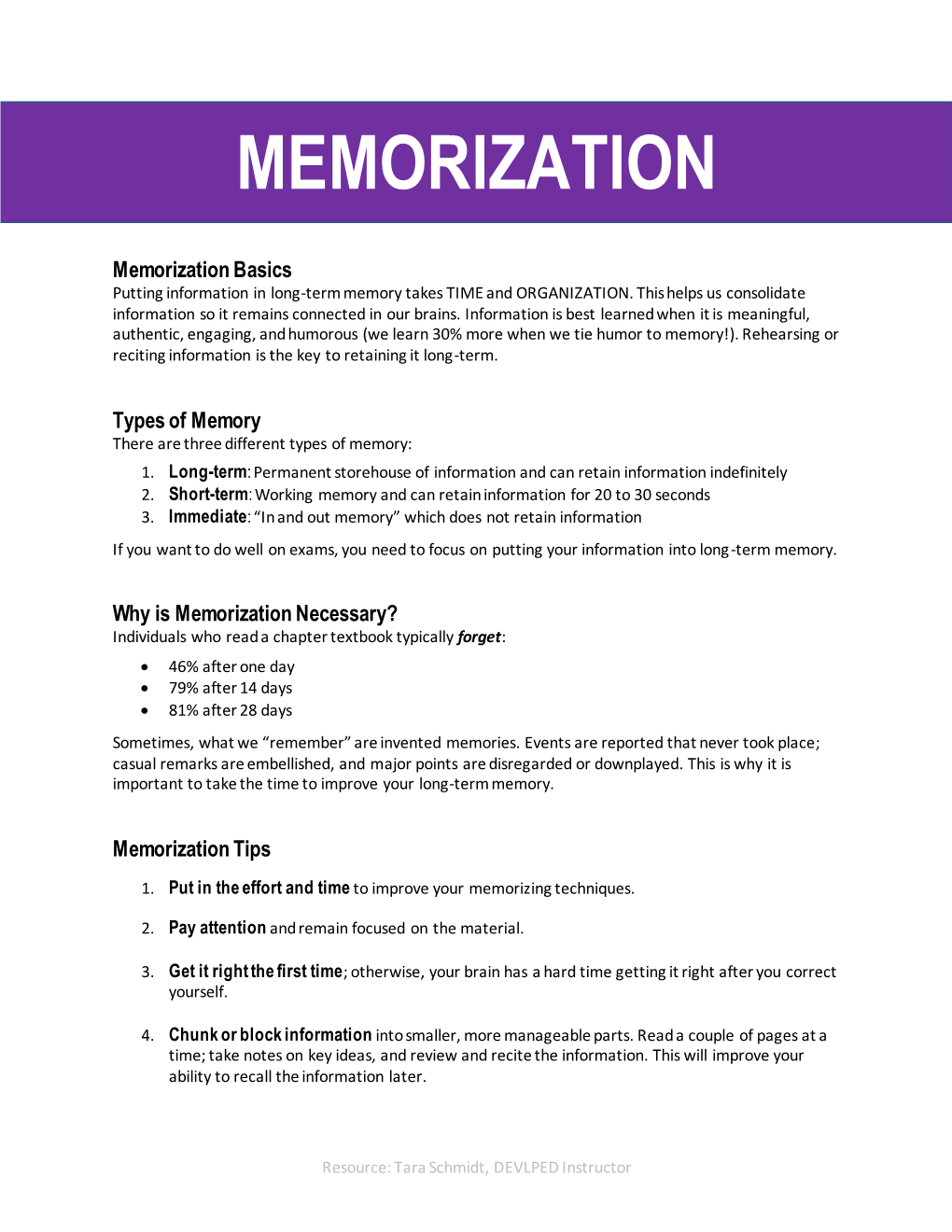 Memorization Techniques