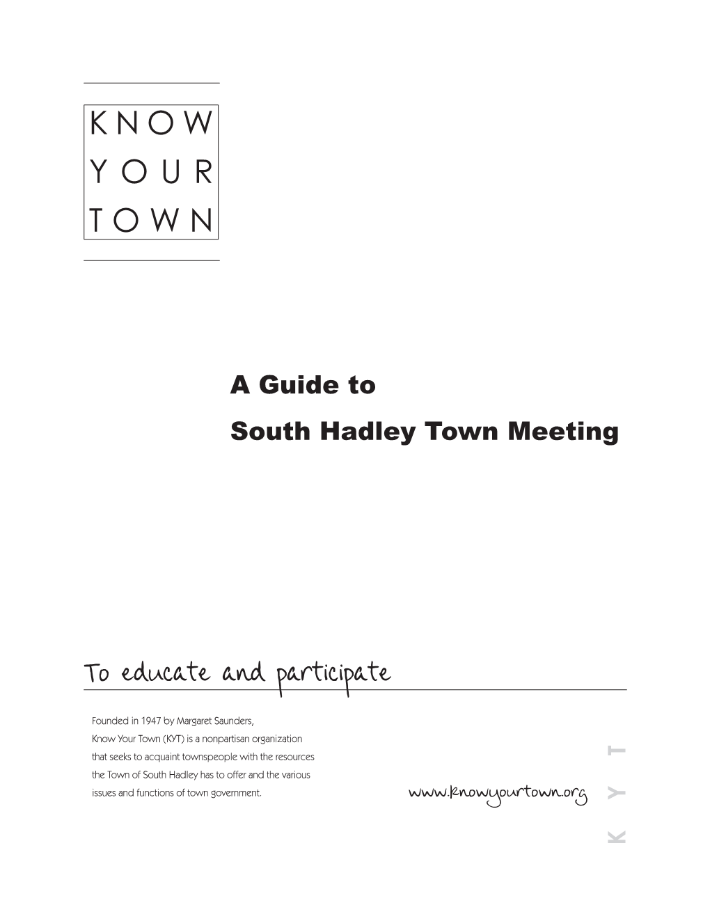 KYT Guide to South Hadley Town Meeting