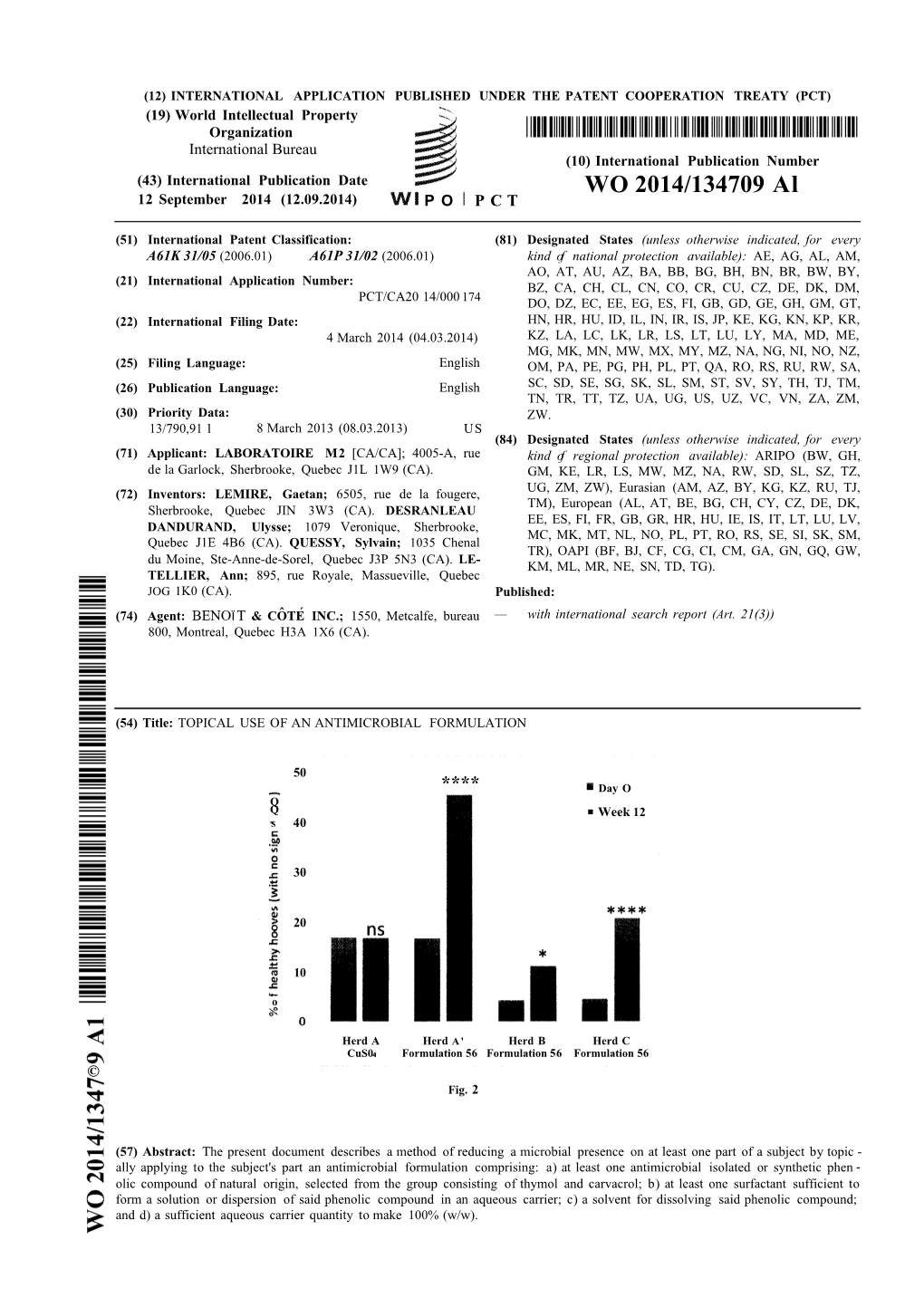 WO 2014/134709 Al 12 September 2014 (12.09.2014) P O P C T