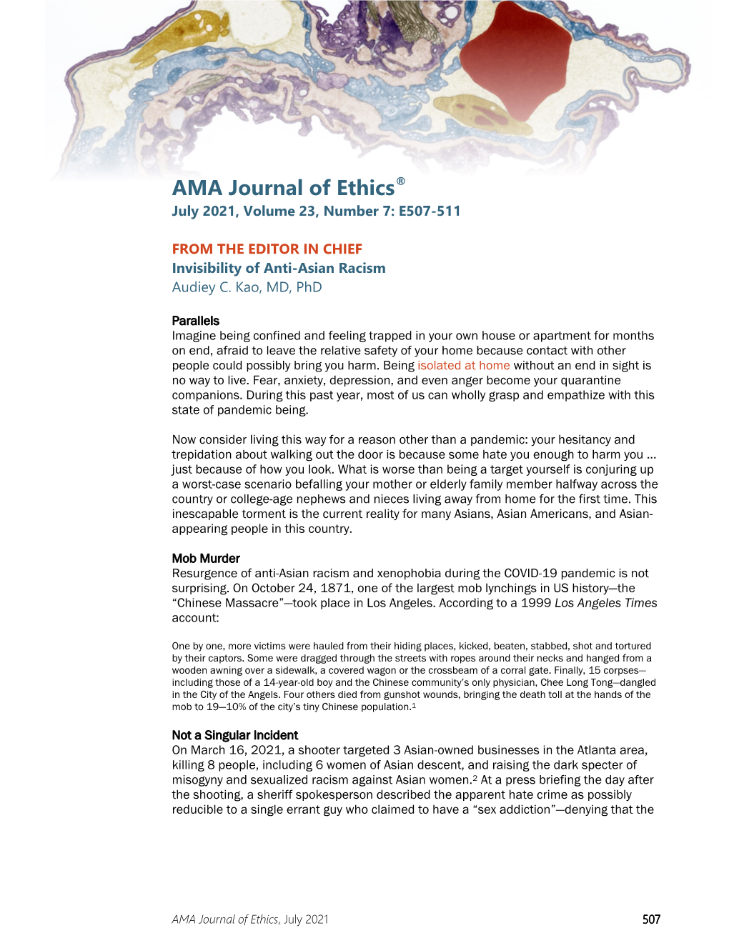 AMA Journal of Ethics® July 2021, Volume 23, Number 7: E507-511
