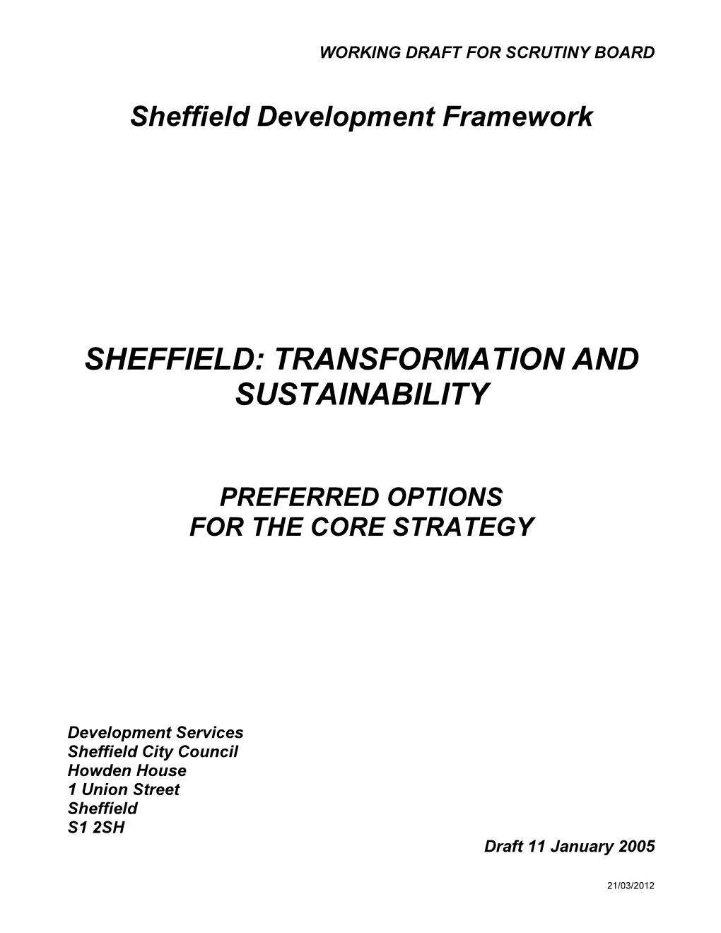 Sheffield: Transformation and Sustainability