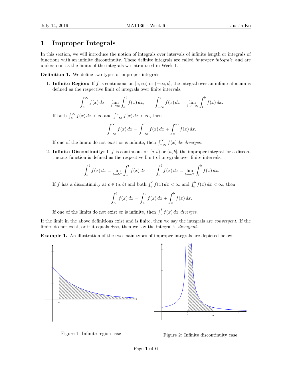 1 Improper Integrals