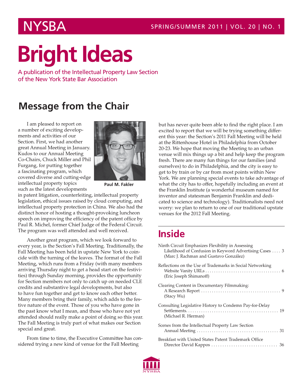 Bright Ideas a Publication of the Intellectual Property Law Section of the New York State Bar Association