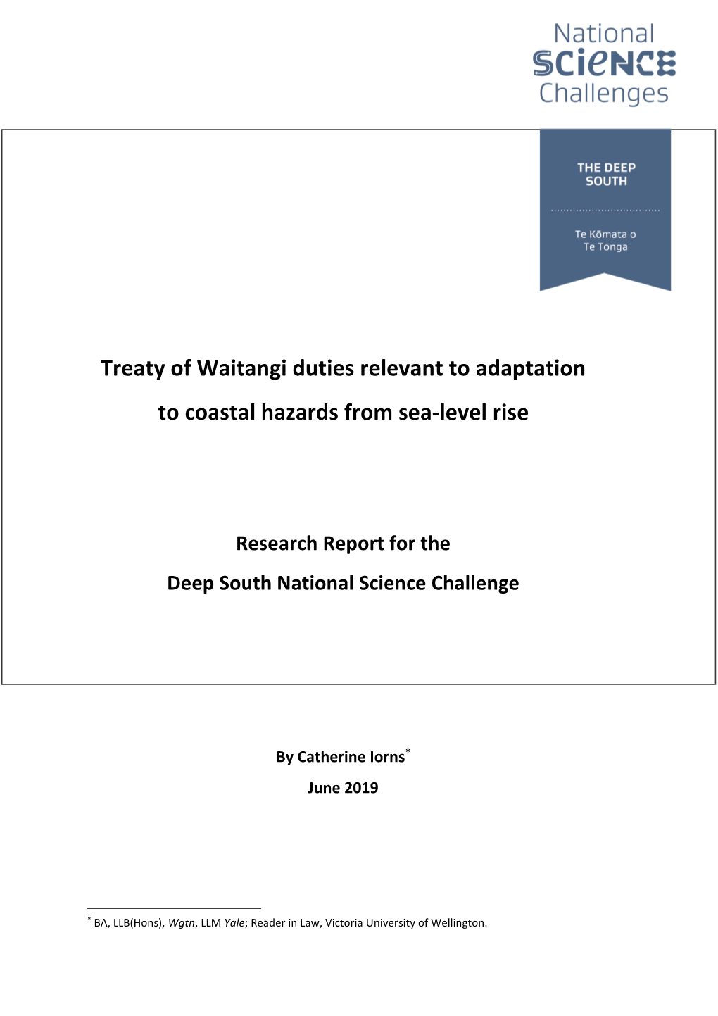 Treaty of Waitangi Duties Relevant to Adaptation to Coastal Hazards from Sea-Level Rise