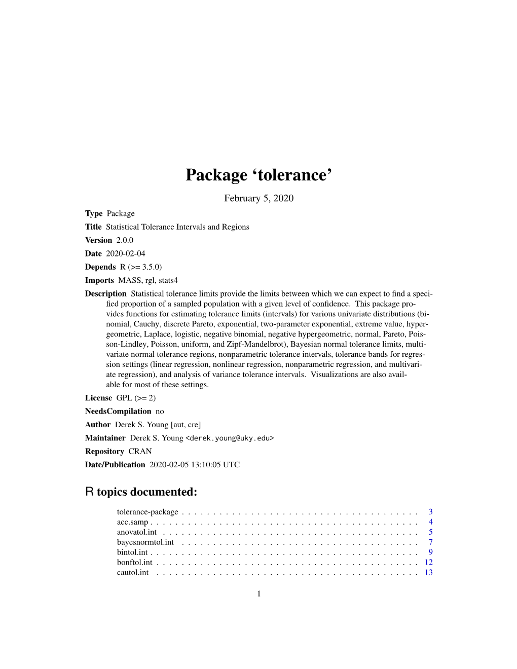Tolerance-Package