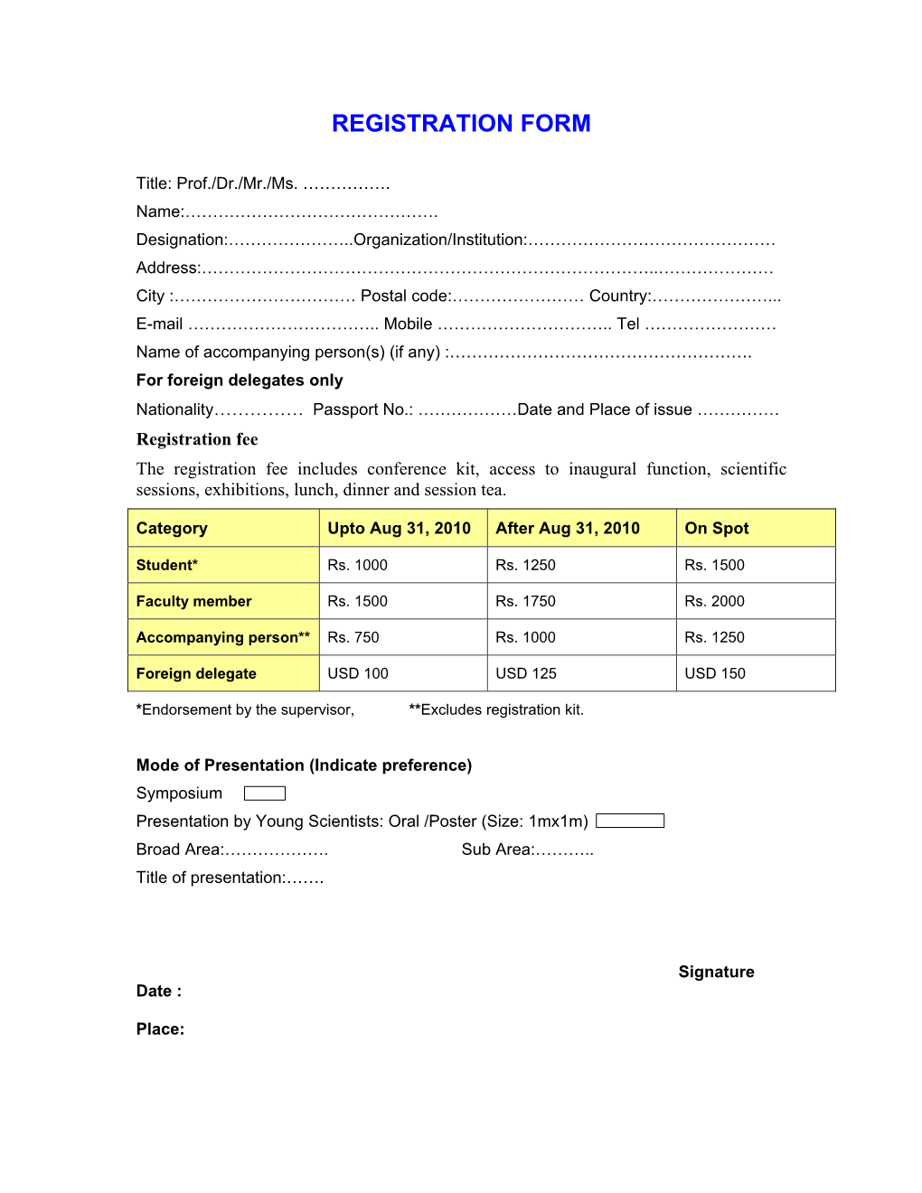 Registration Form