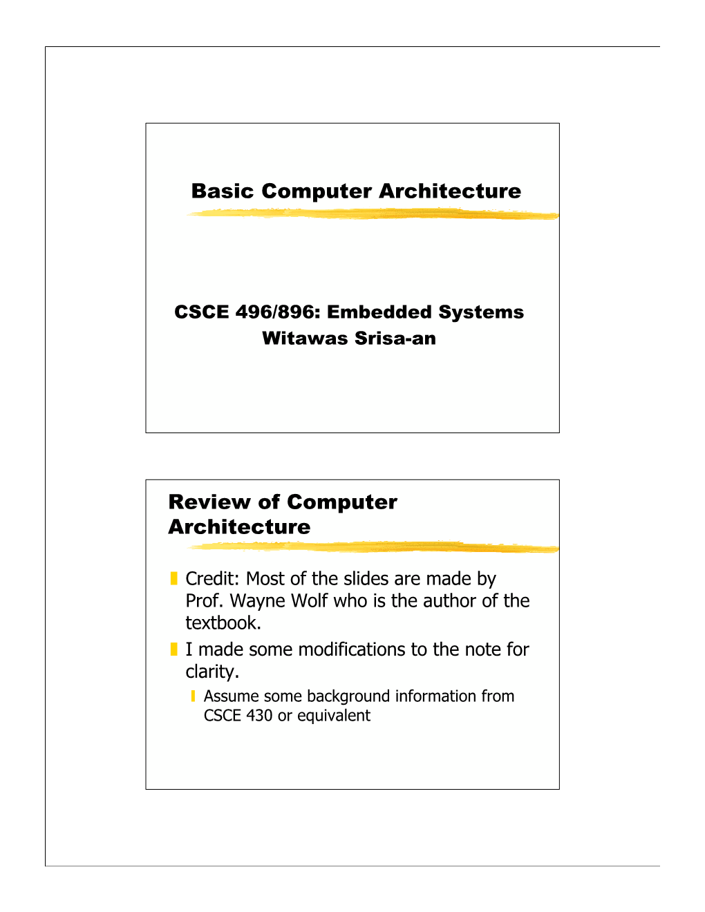 Review of Computer Architecture