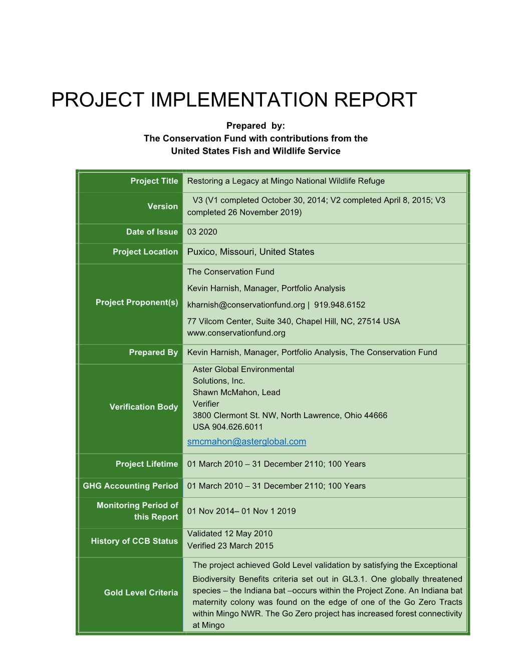 Project Implementation Report