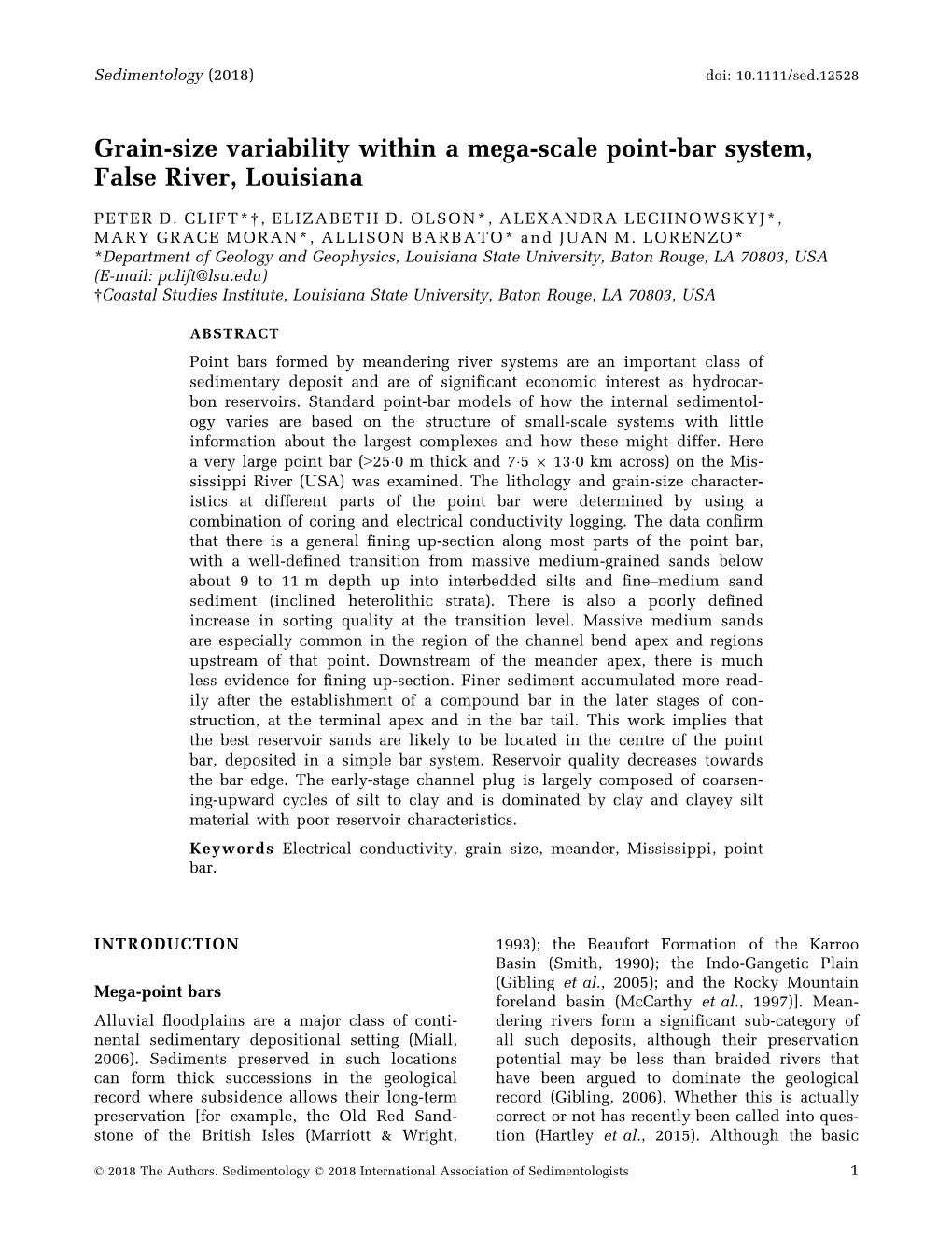 Grain-Size Variability Within a Mega-Scale Point-Bar System, False River, Louisiana