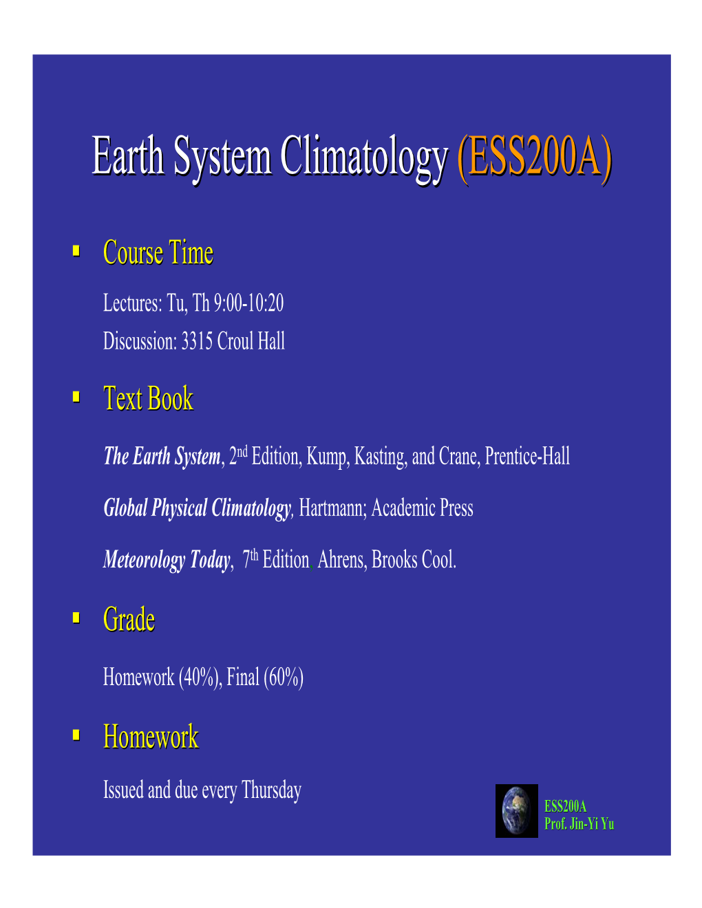 Earth System Climatology (ESS200A)