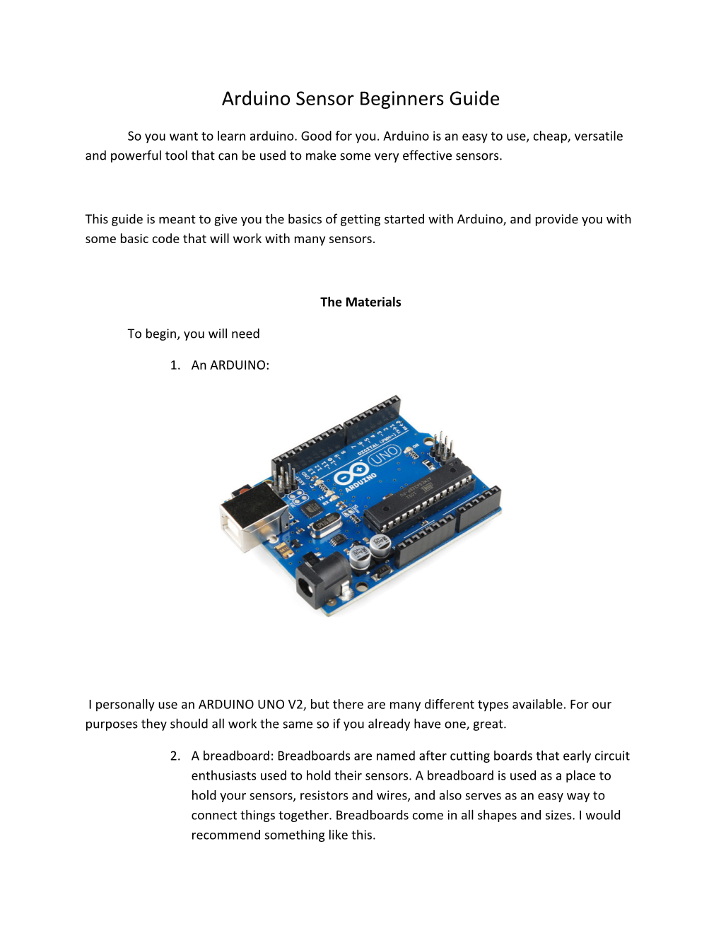 Arduino Sensor Beginners Guide