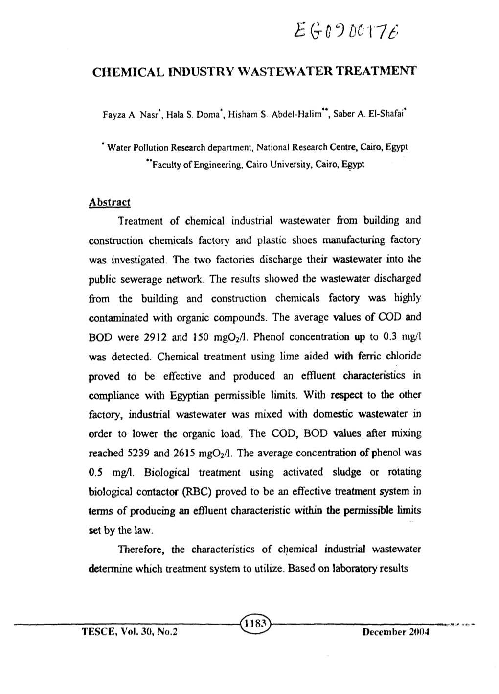 Chemical Industry Wastewater Treatment