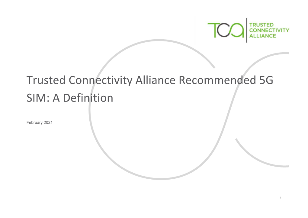 Trusted Connectivity Alliance Recommended 5G SIM: a Definition