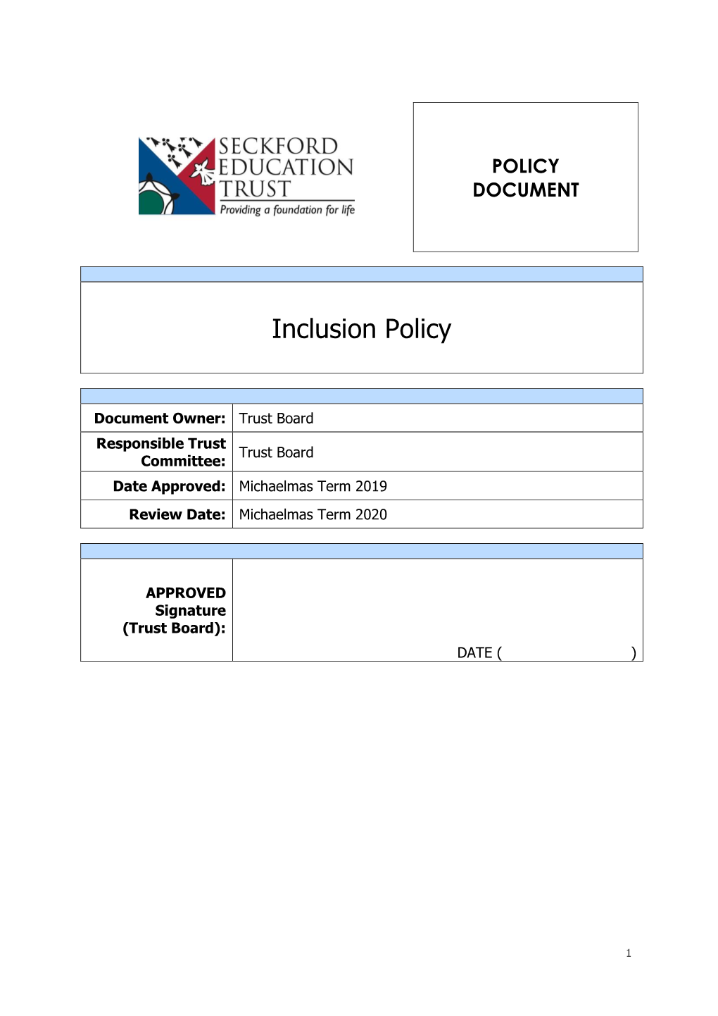 Inclusion Policy