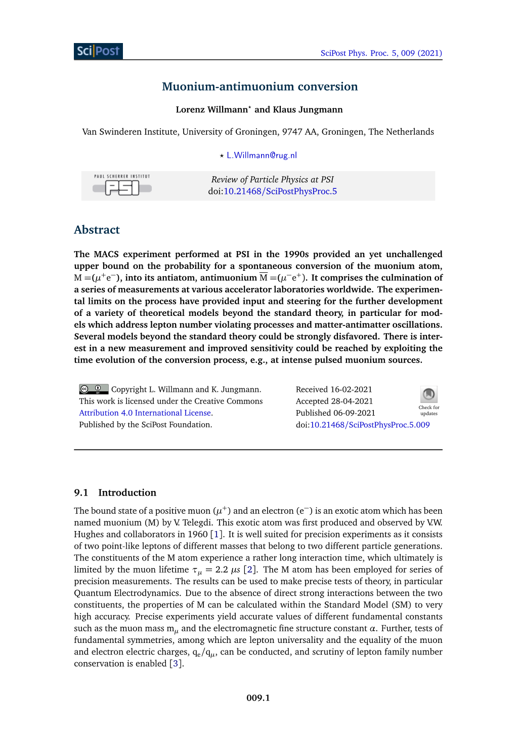 Muonium-Antimuonium Conversion Abstract