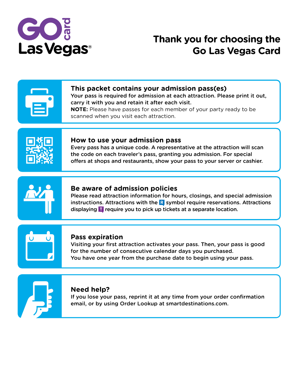 Thank You for Choosing the Go Las Vegas Card