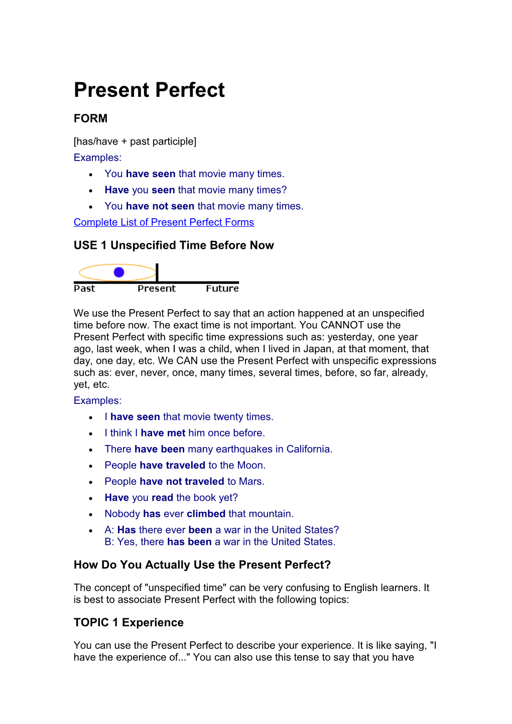 Has/Have + Past Participle