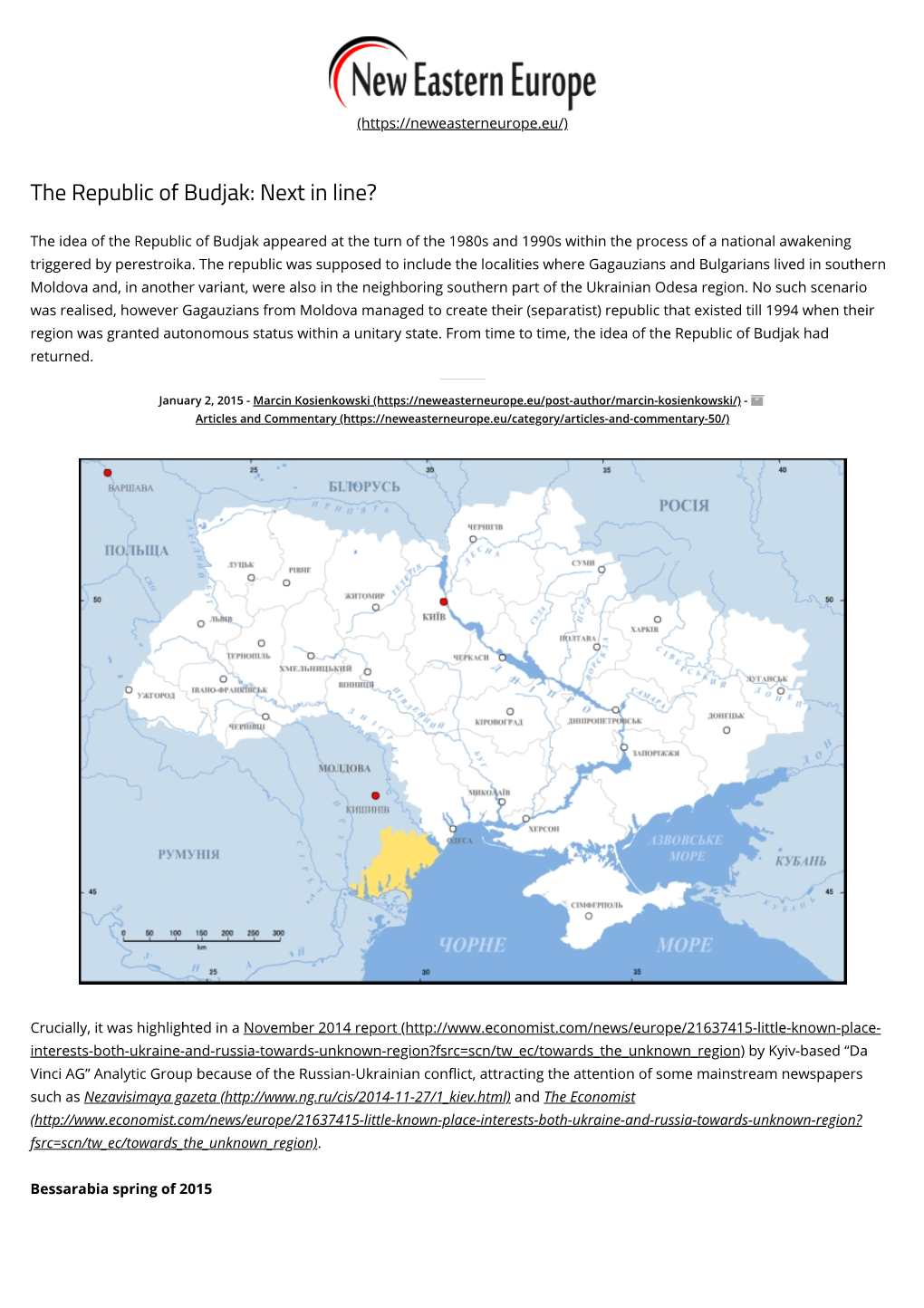 The Republic of Budjak: Next in Line?