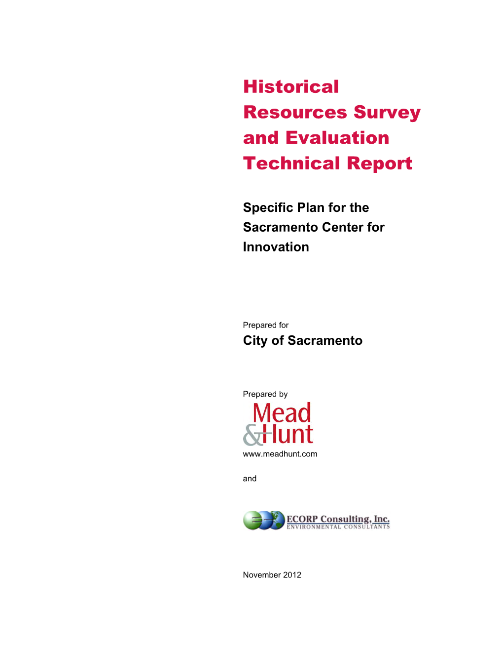 Historical Resources Survey and Evaluation Technical Report
