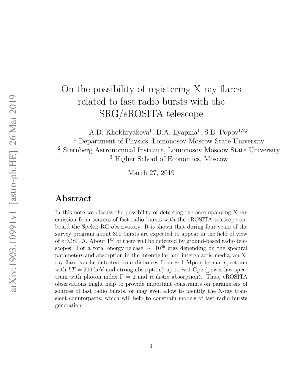 On the Possibility of Registering X-Ray Flares Related to Fast Radio