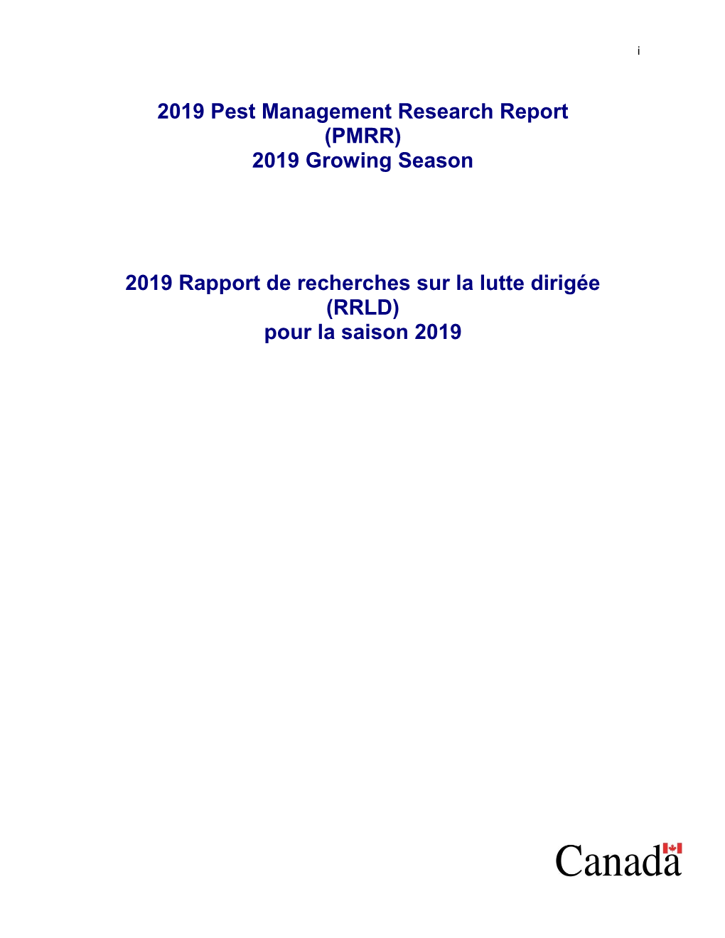 2019 Growing Season 2019 Rapport De Recherches Sur La Lutte Dirigée