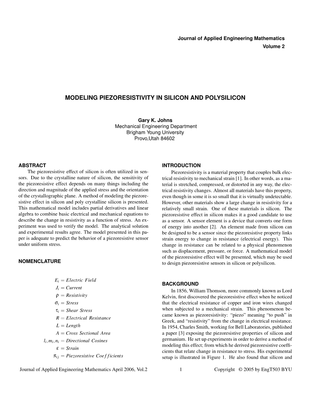 Modeling Piezoresistivity in Silicon and Polysilicon