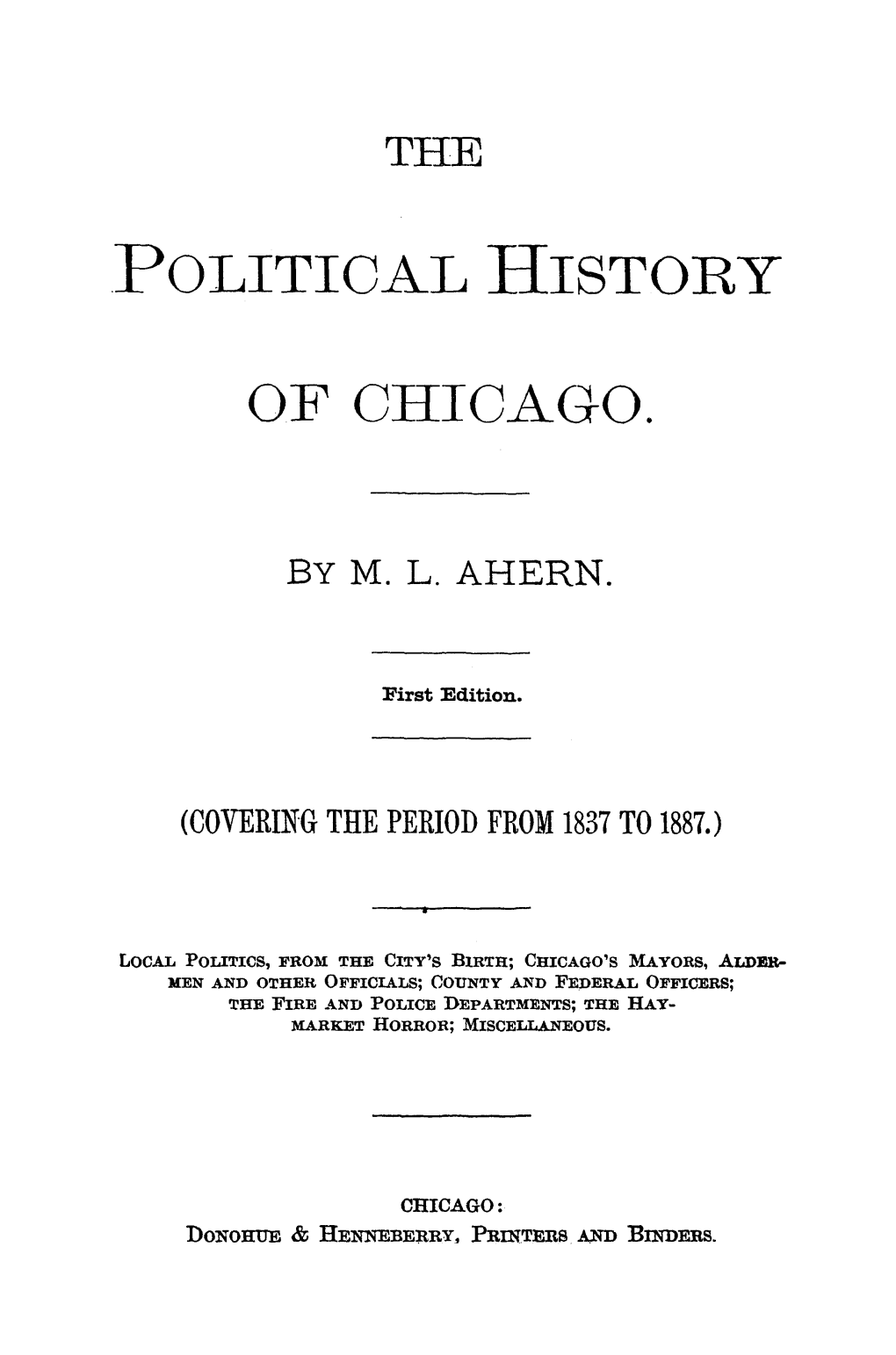 Political History of Chicago.