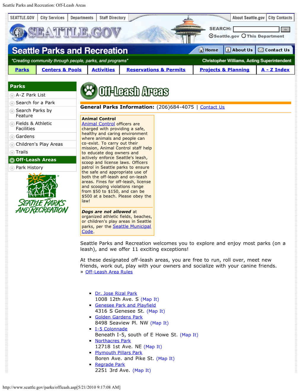 Seattle Parks and Recreation: Off-Leash Areas