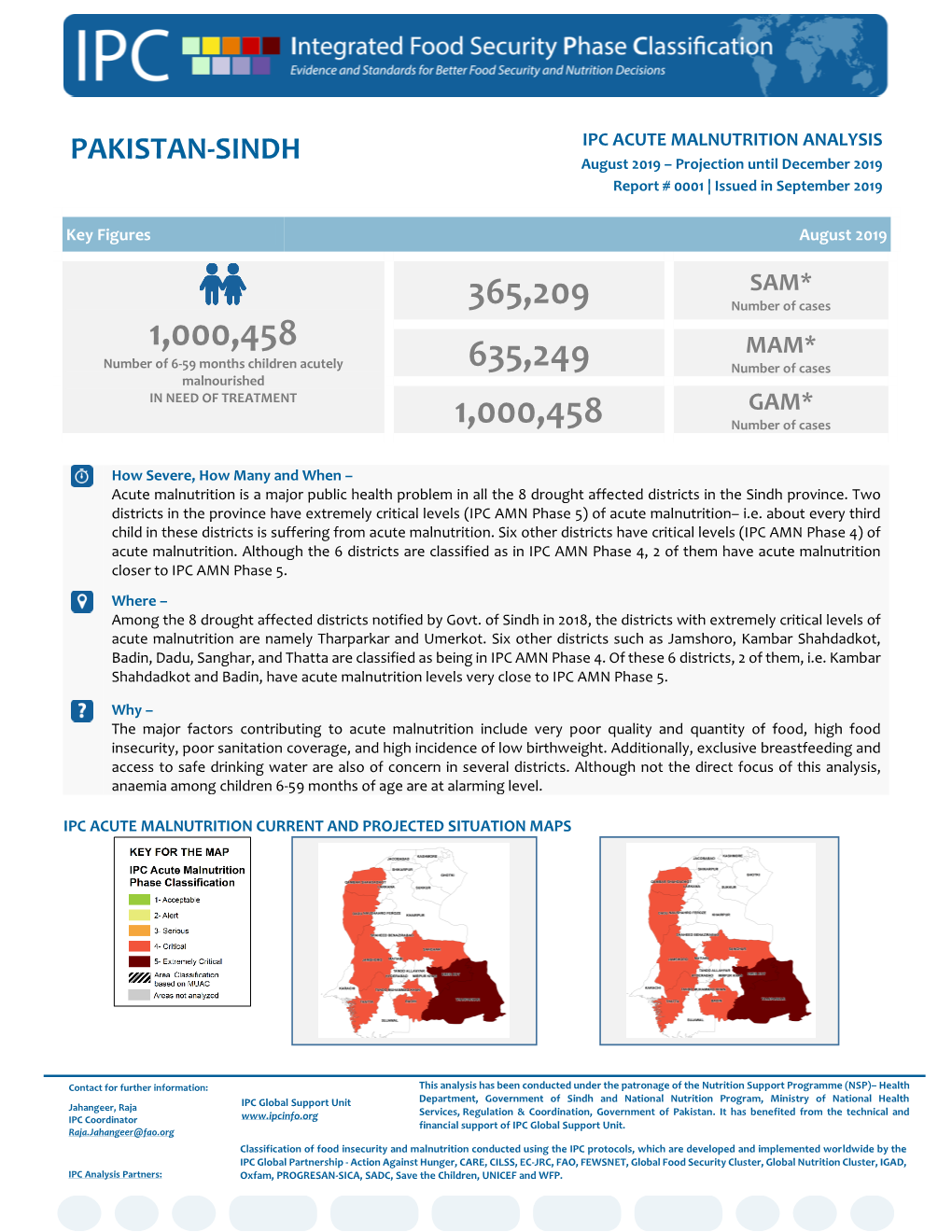 PAKISTAN-SINDH August 2019 – Projection Until December 2019 Report # 0001 | Issued in September 2019