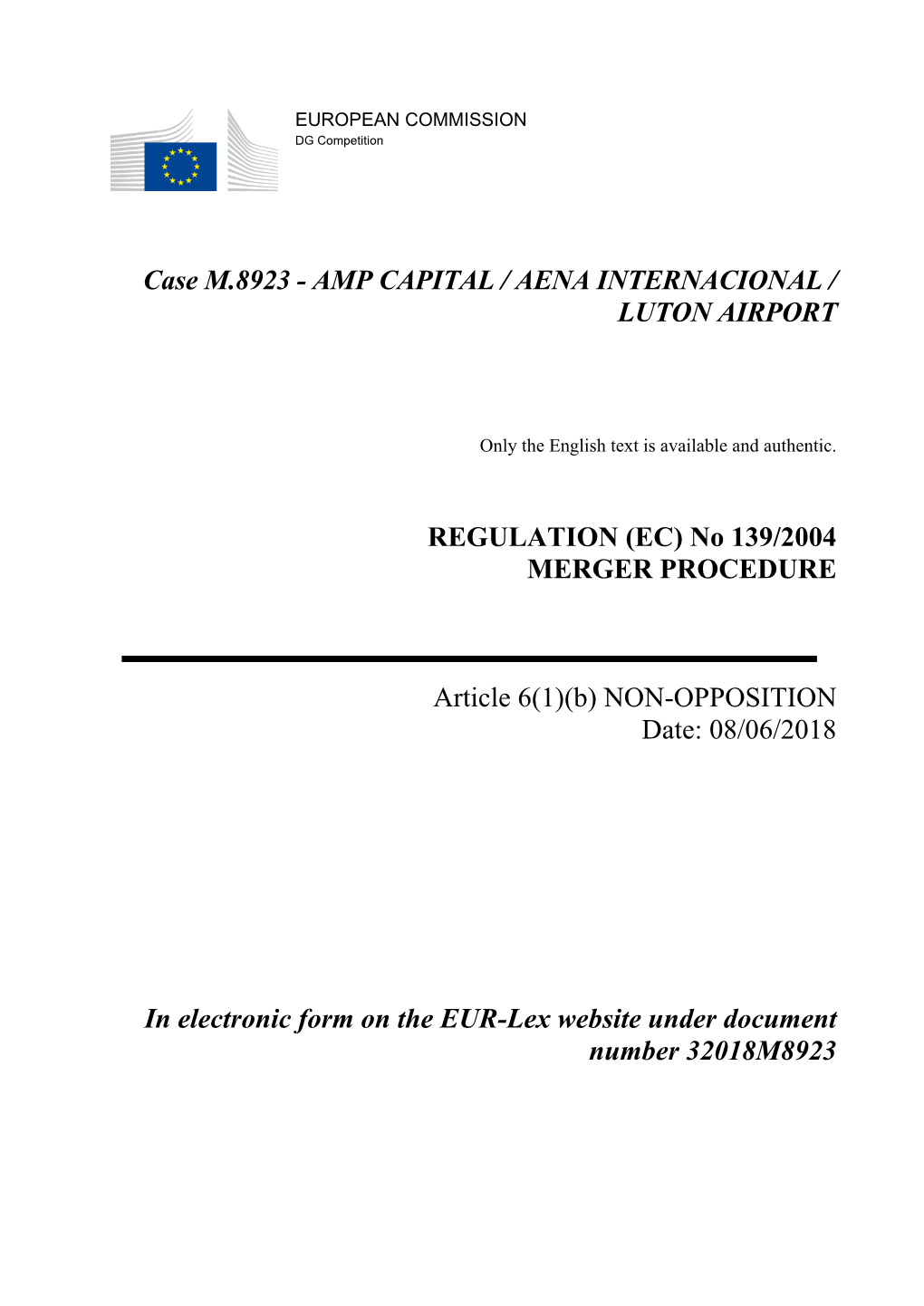 Case M.8923 - AMP CAPITAL / AENA INTERNACIONAL / LUTON AIRPORT