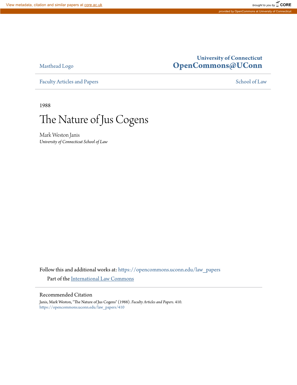 The Nature of Jus Cogens*