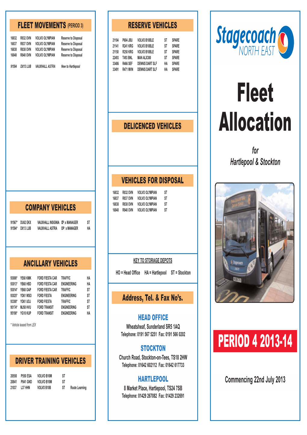 Fleet Allocation - Period 4 2013-14