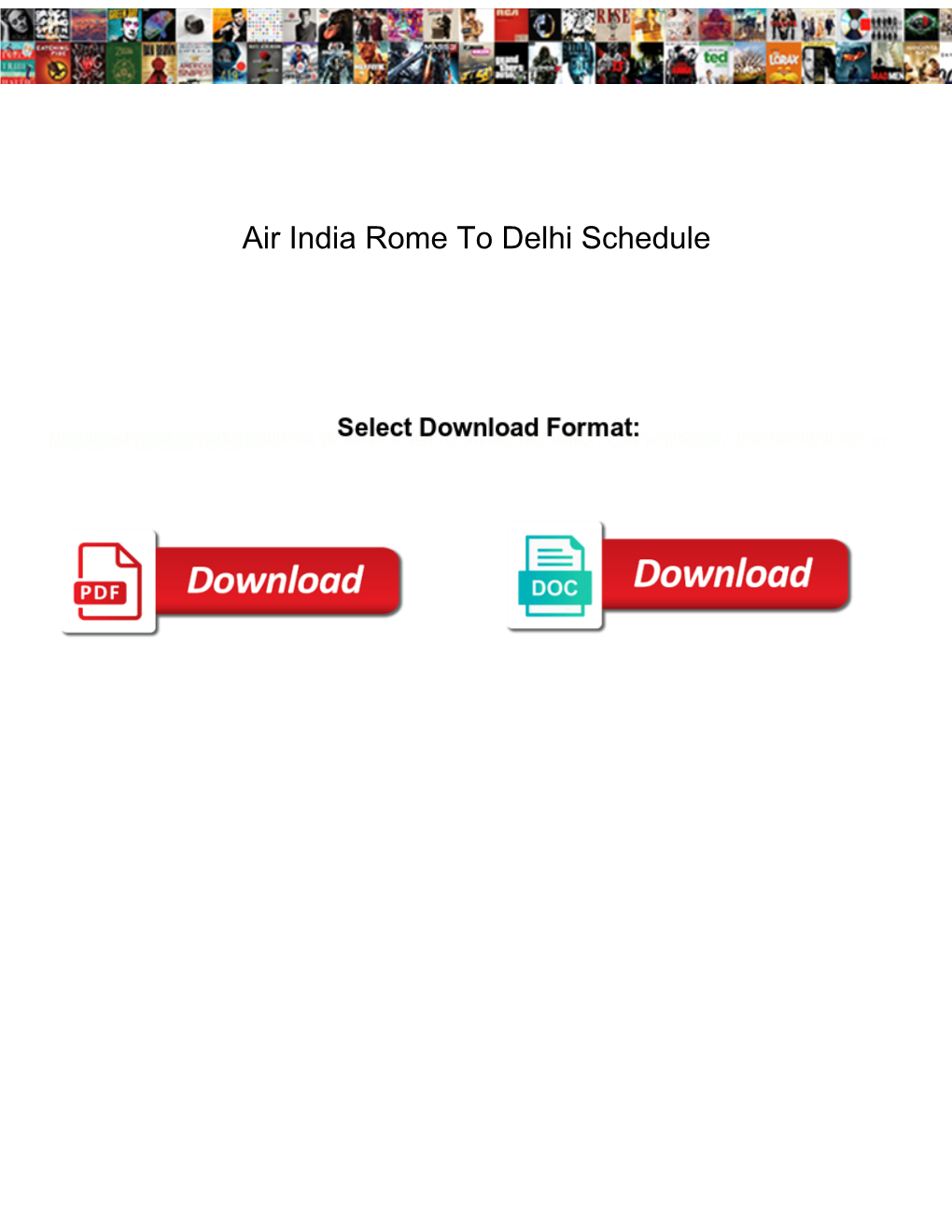 Air India Rome to Delhi Schedule