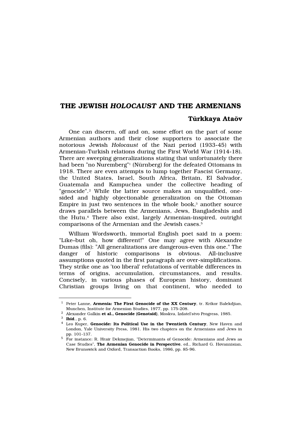 THE JEWISH HOLOCAUST and the ARMENIANS Türkkaya Ataöv