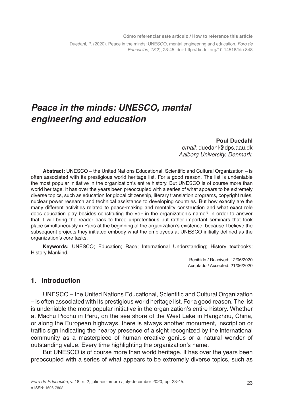 UNESCO, Mental Engineering and Education