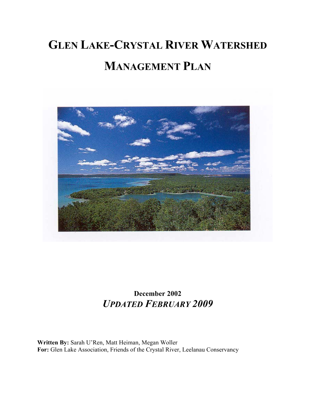 Glen Lake-Crystal River Watershed Management Plan