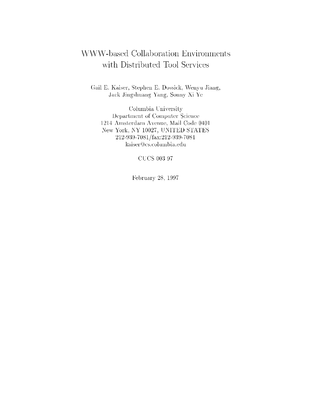 WWW-Based Collaboration Environments with Distributed Tool Services