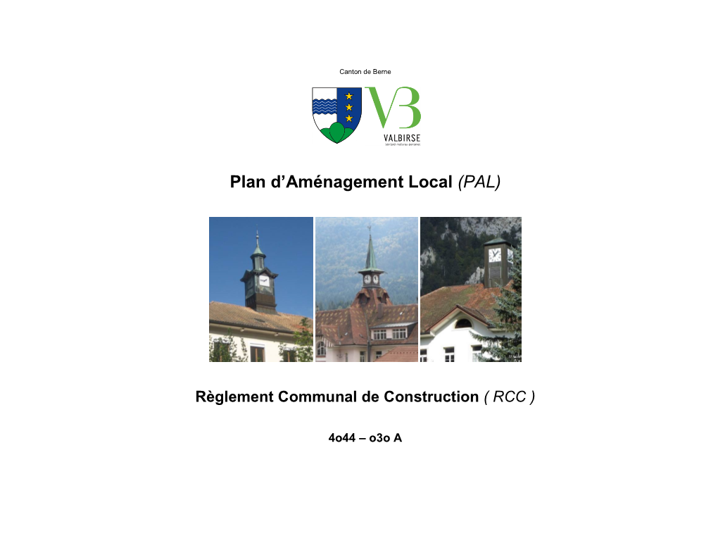 Plan D'aménagement Local (PAL)