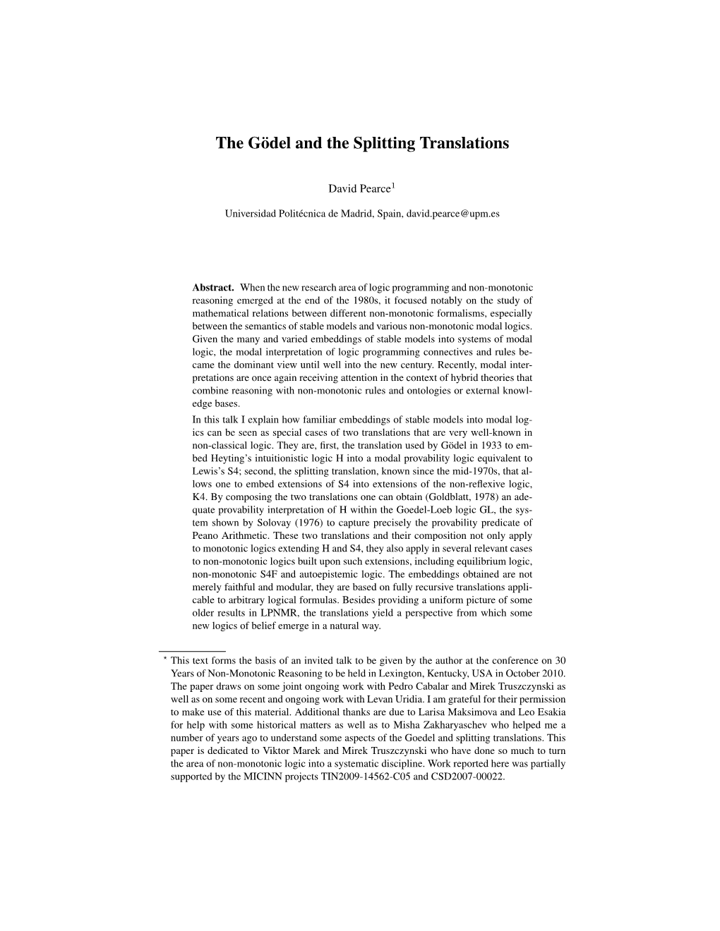 The Gödel and the Splitting Translations