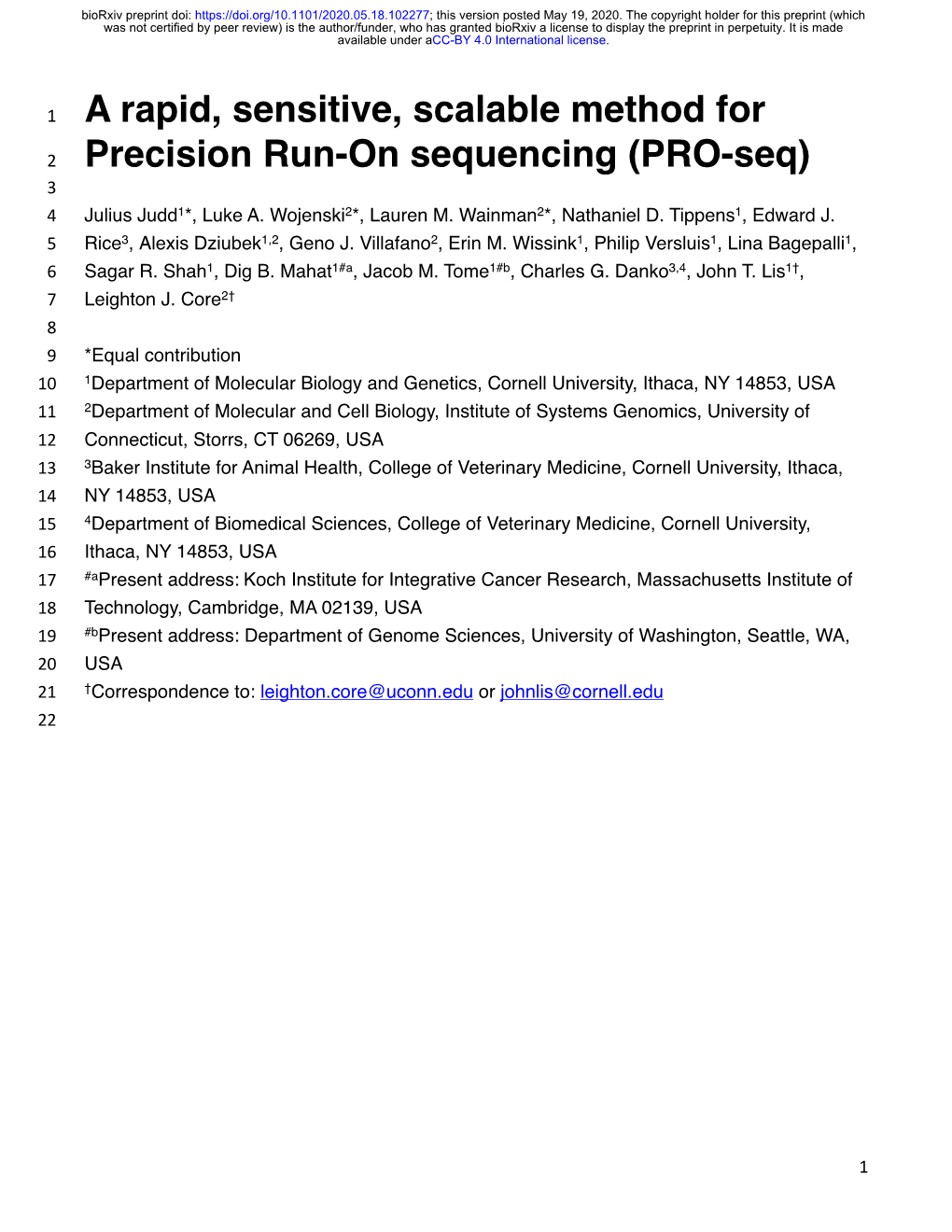 A Rapid, Sensitive, Scalable Method for Precision Run-On Sequencing