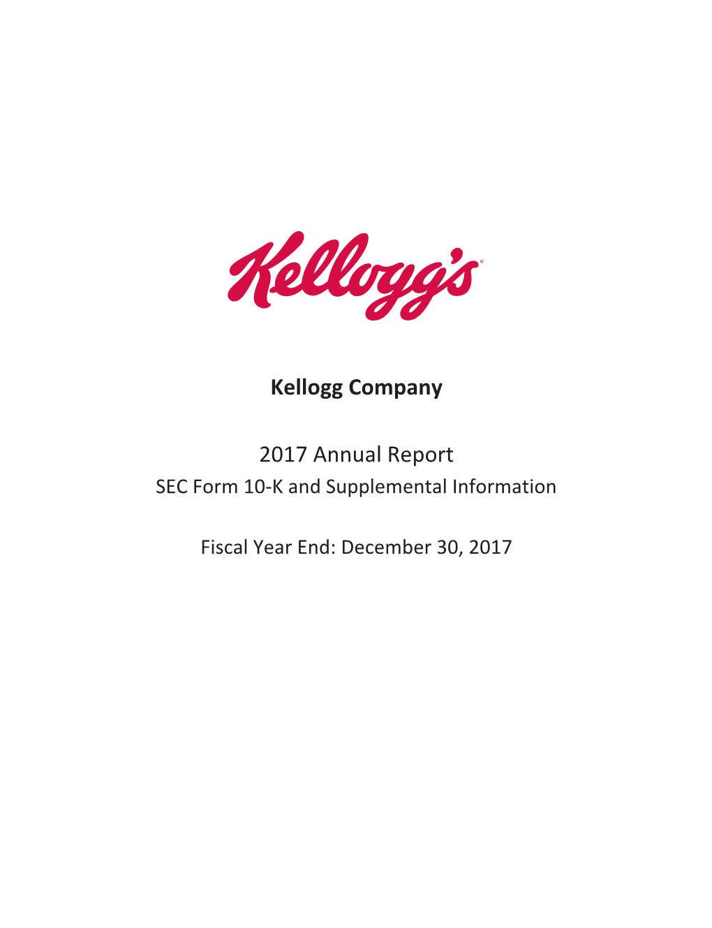 Kellogg Company 2017 Annual Report