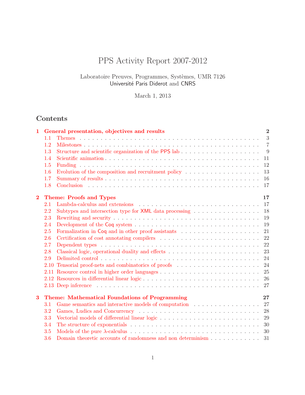 PPS Activity Report 2007-2012