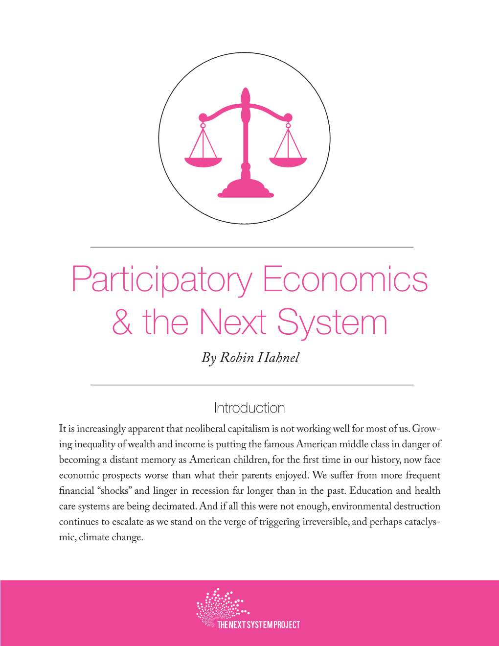 Participatory Economics & the Next System