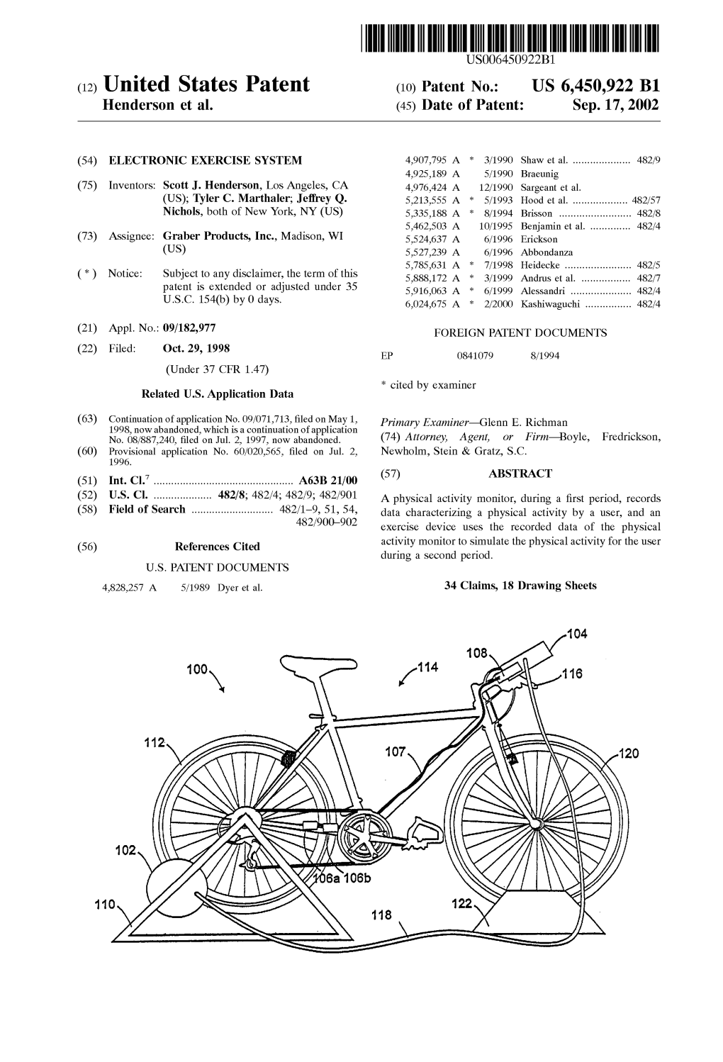 (12) United States Patent (10) Patent No.: US 6,450,922 B1 Henderson Et Al