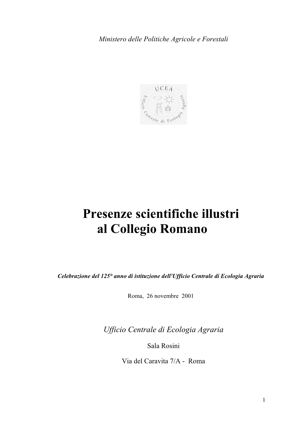 Presenze Scientifiche Illustri Al Collegio Romano (File