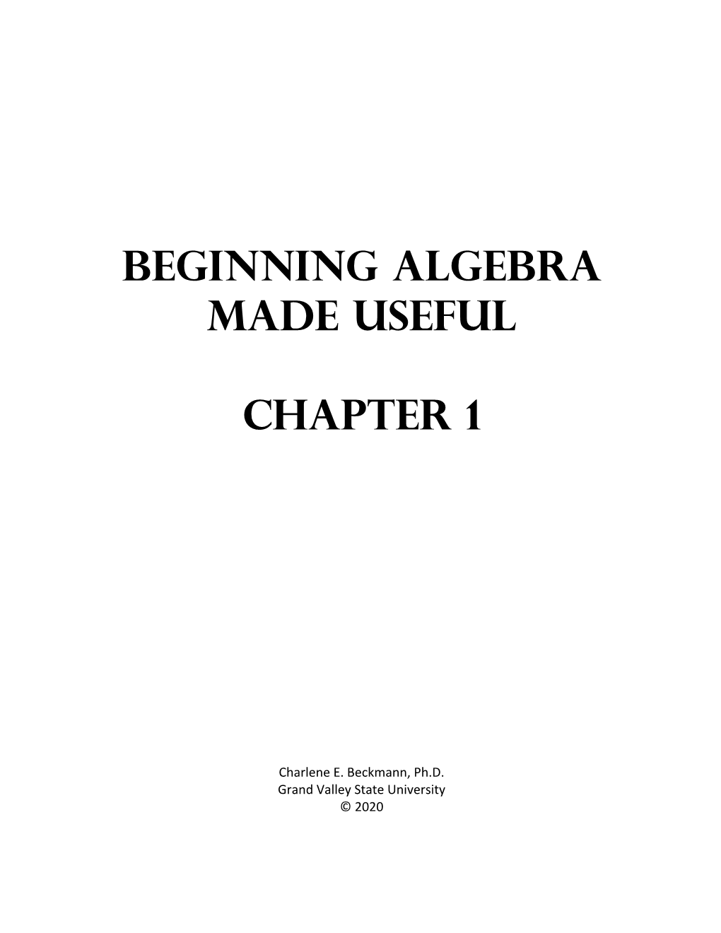 Beginning Algebra Made Useful Chapter 1