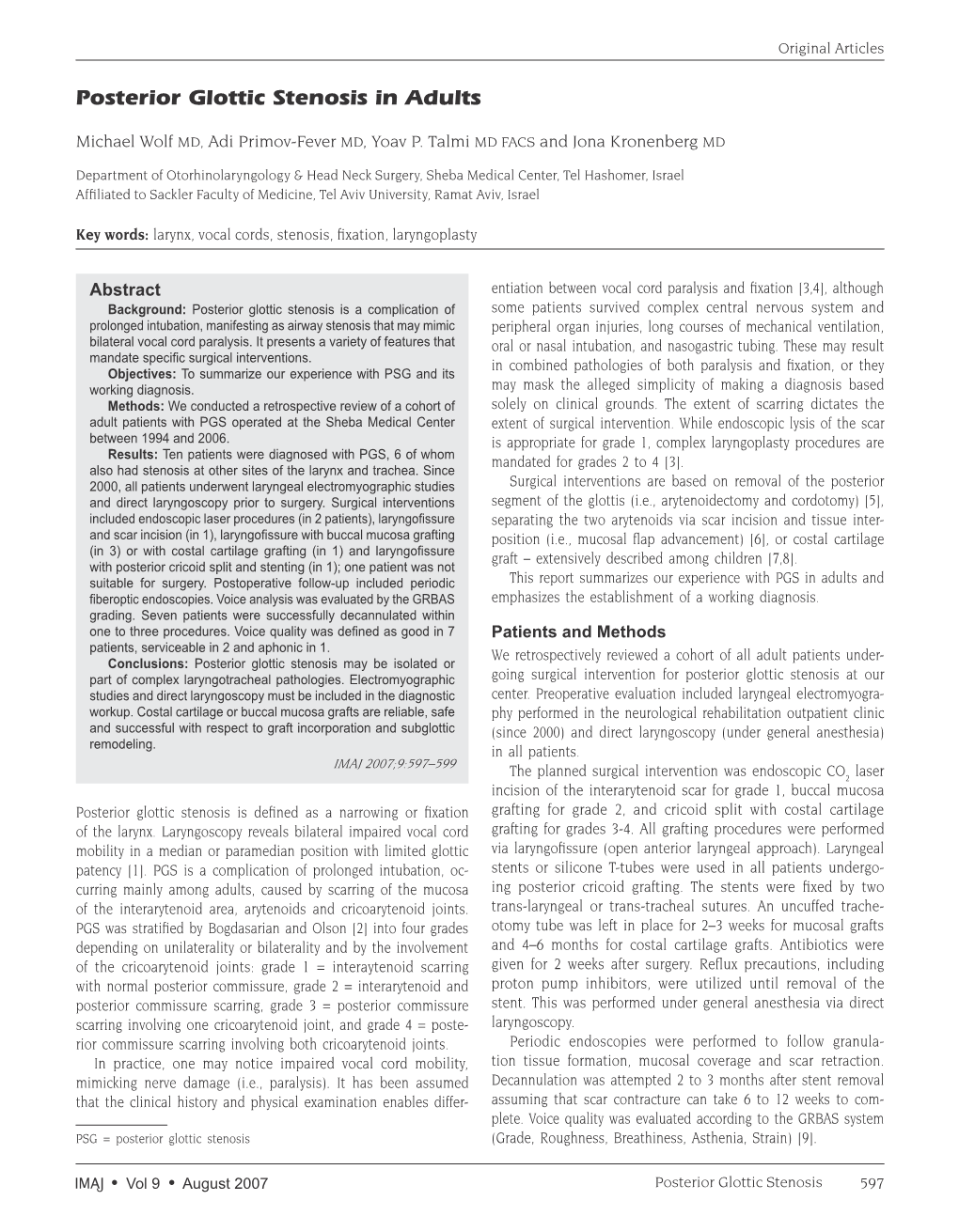 Posterior Glottic Stenosis in Adults